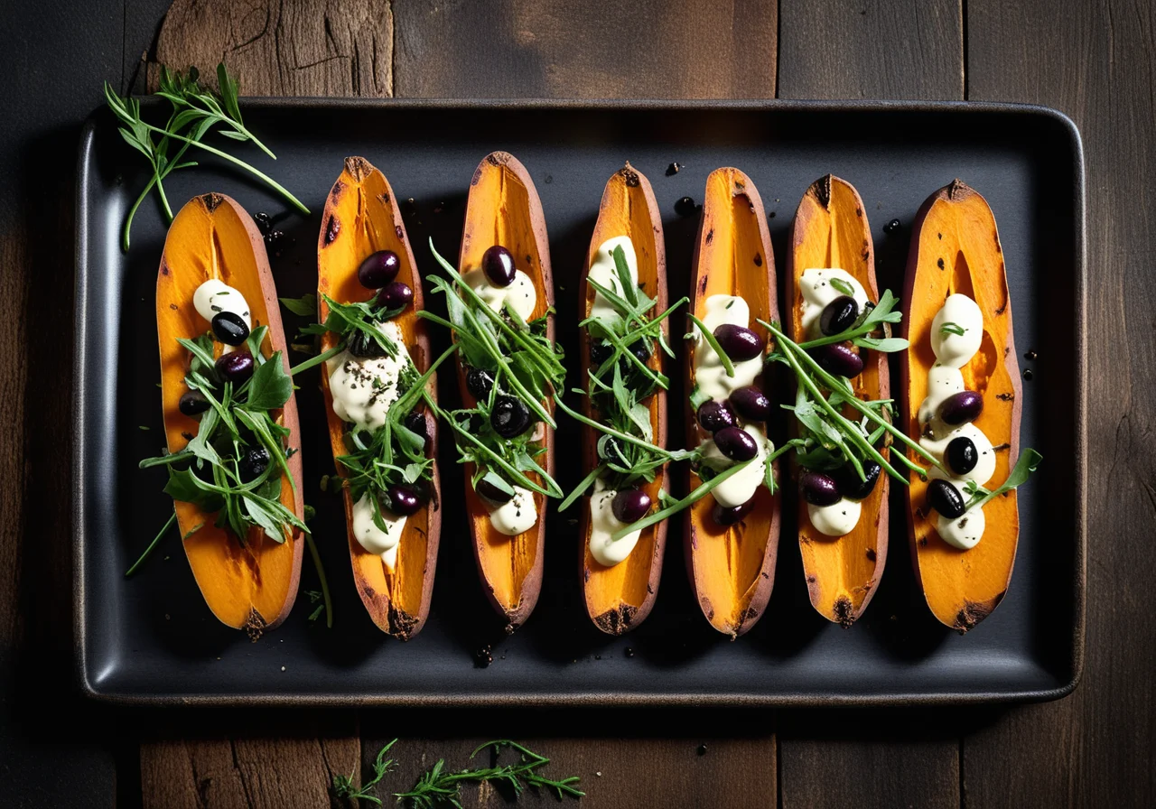 Baked Sweet Potatoes with Rocket
