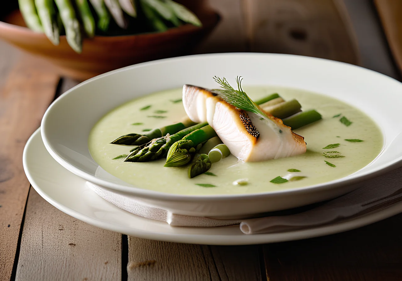 Asparagus Cream Soup with Fish