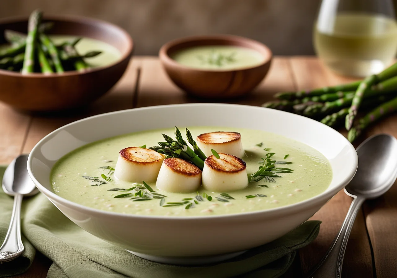 Asparagus Soup with Scallops
