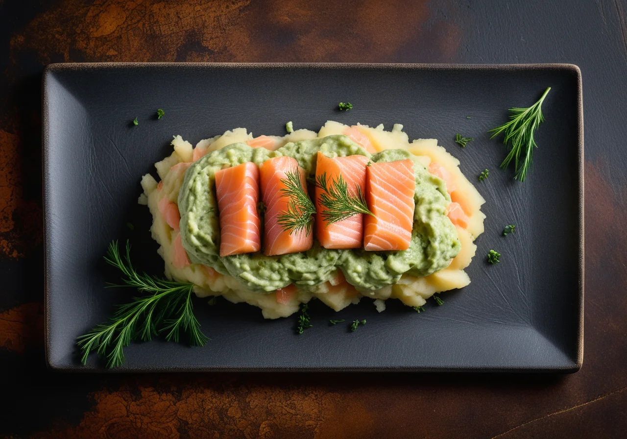Wasabi Potato Mash with Celery and Smoked Salmon