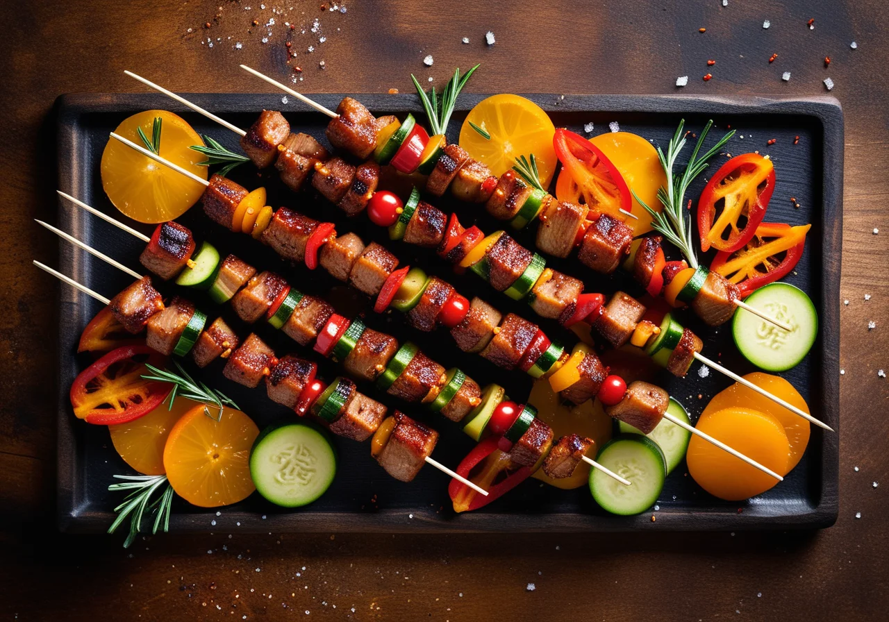 Grilled Meat Skewers with Vegetables