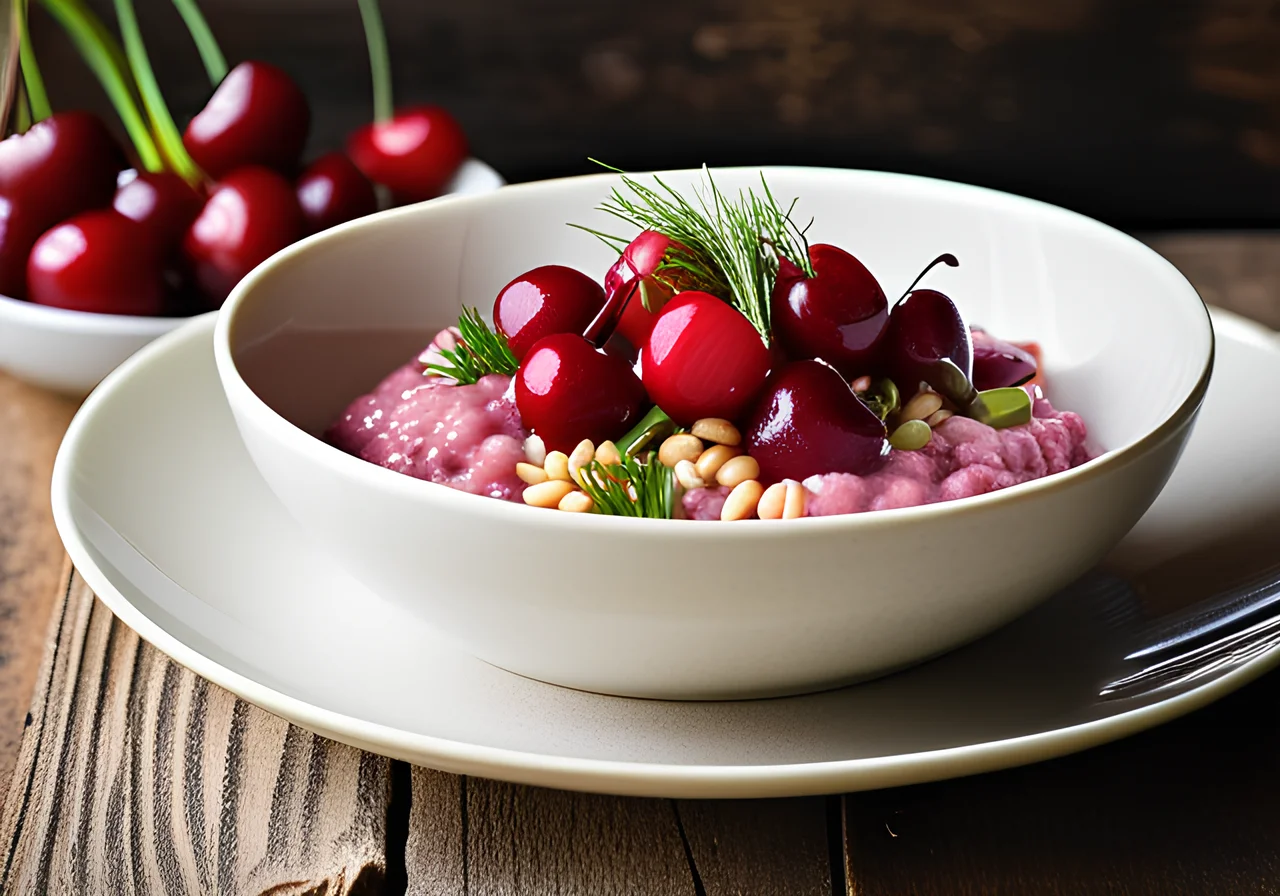 Barley Salad with Cherries and Beet Dip