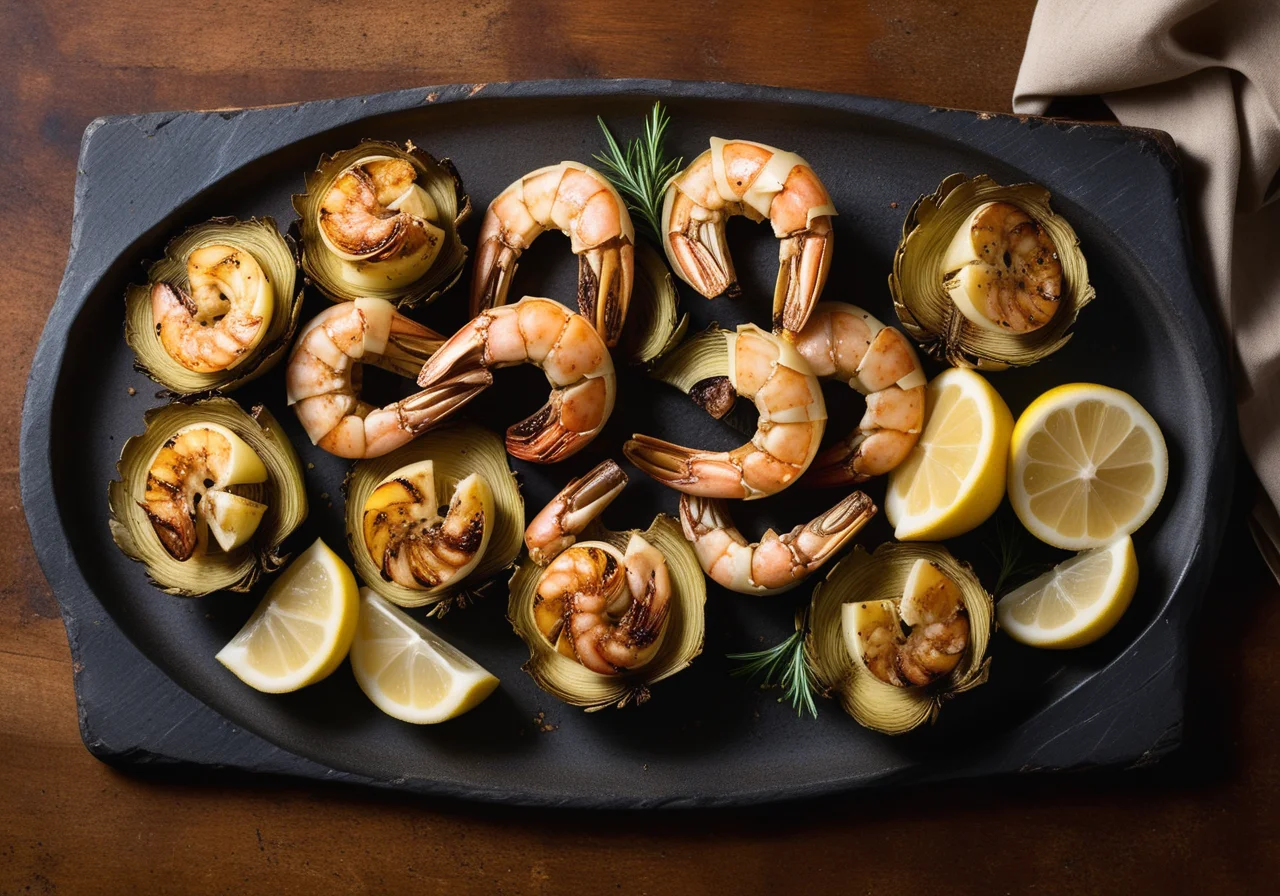 Baked Artichokes with Garlic Shrimp