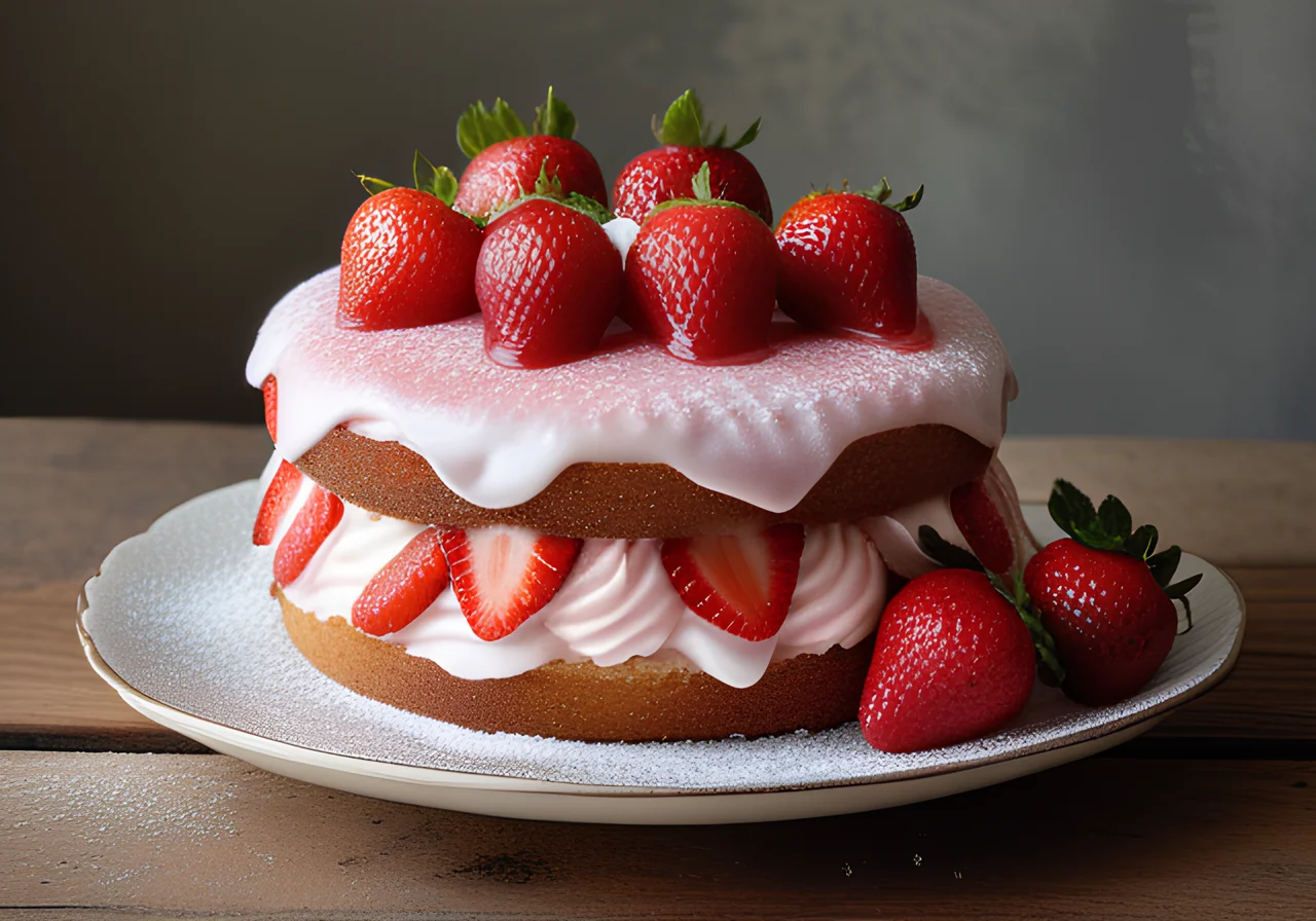 Strawberry Cream Cake Without Gelatin