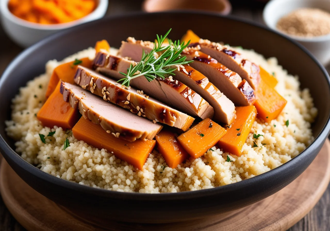 Carrot, Turkey and Sesame Couscous Casserole