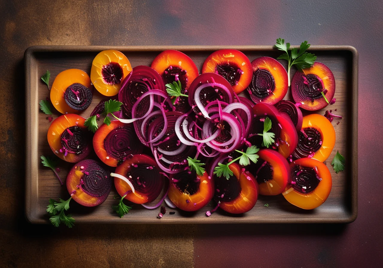 Beetroot Salad with Red Pepper and Onion