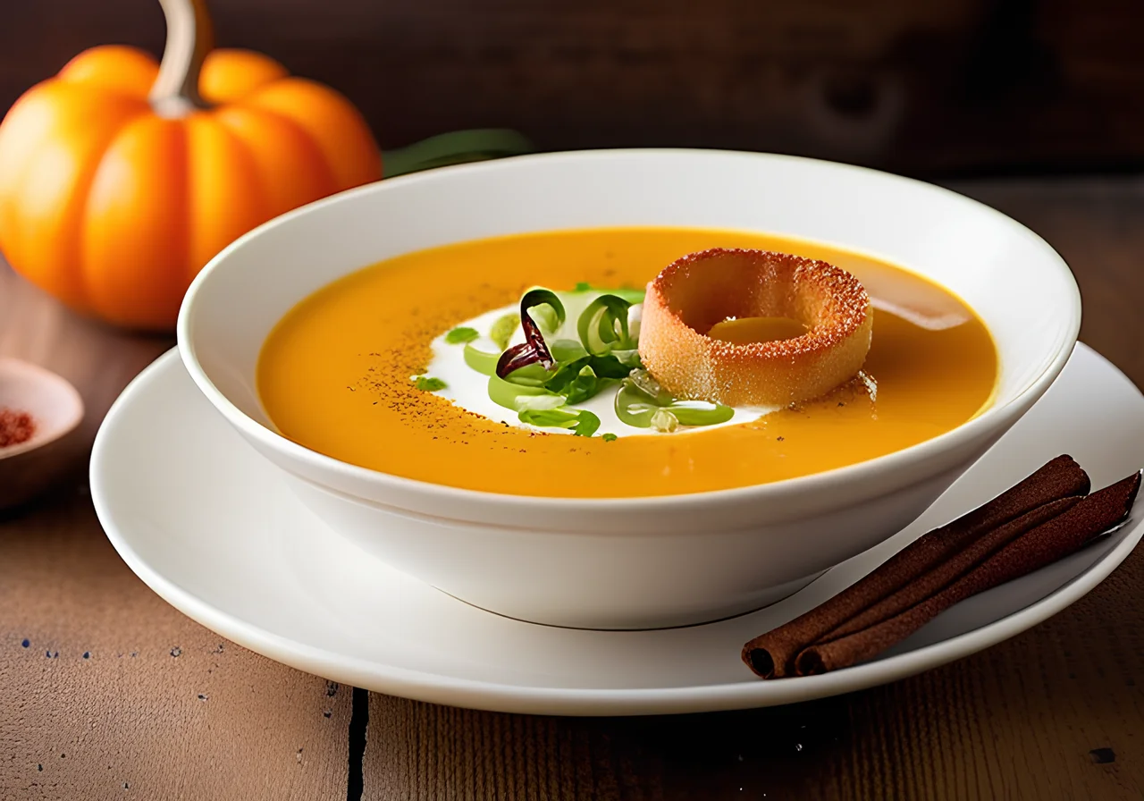 Butternut Squash Soup with Spring Onions and Chili-Cinnamon Bread