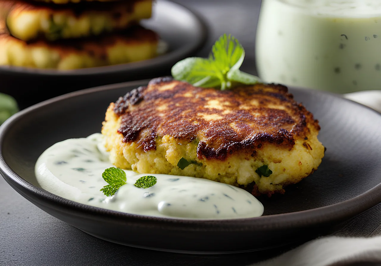 Cauliflower Patties with Mint Yogurt