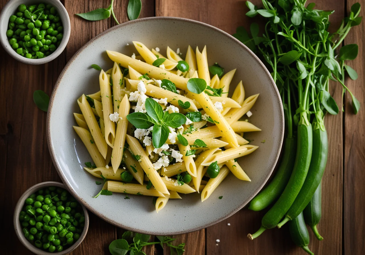 Penne with Peas and Zucchini