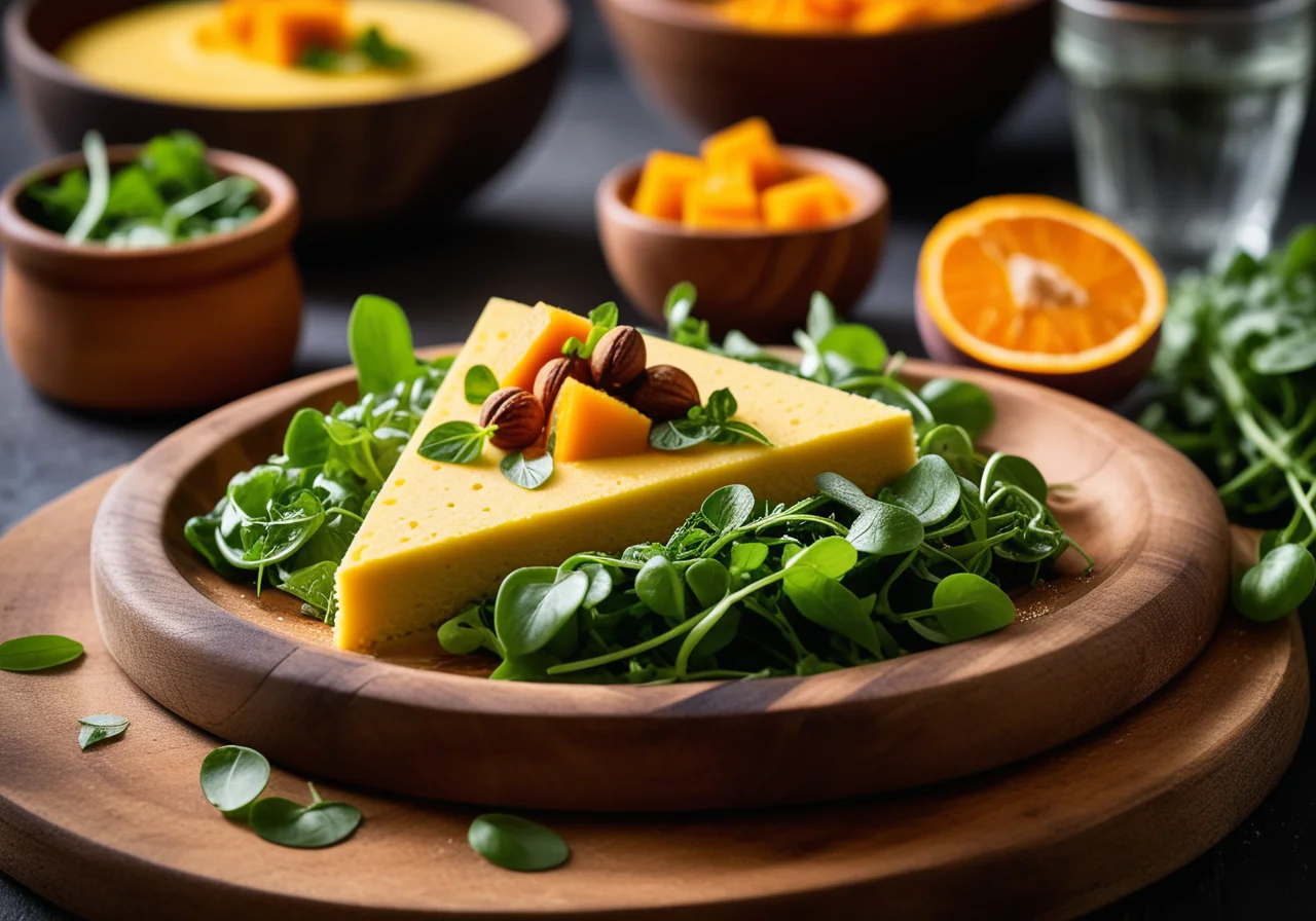Hazelnut Polenta with Sweet Potato Watercress Salad
