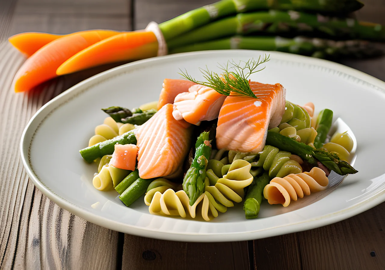 Pasta with Salmon and Vegetables