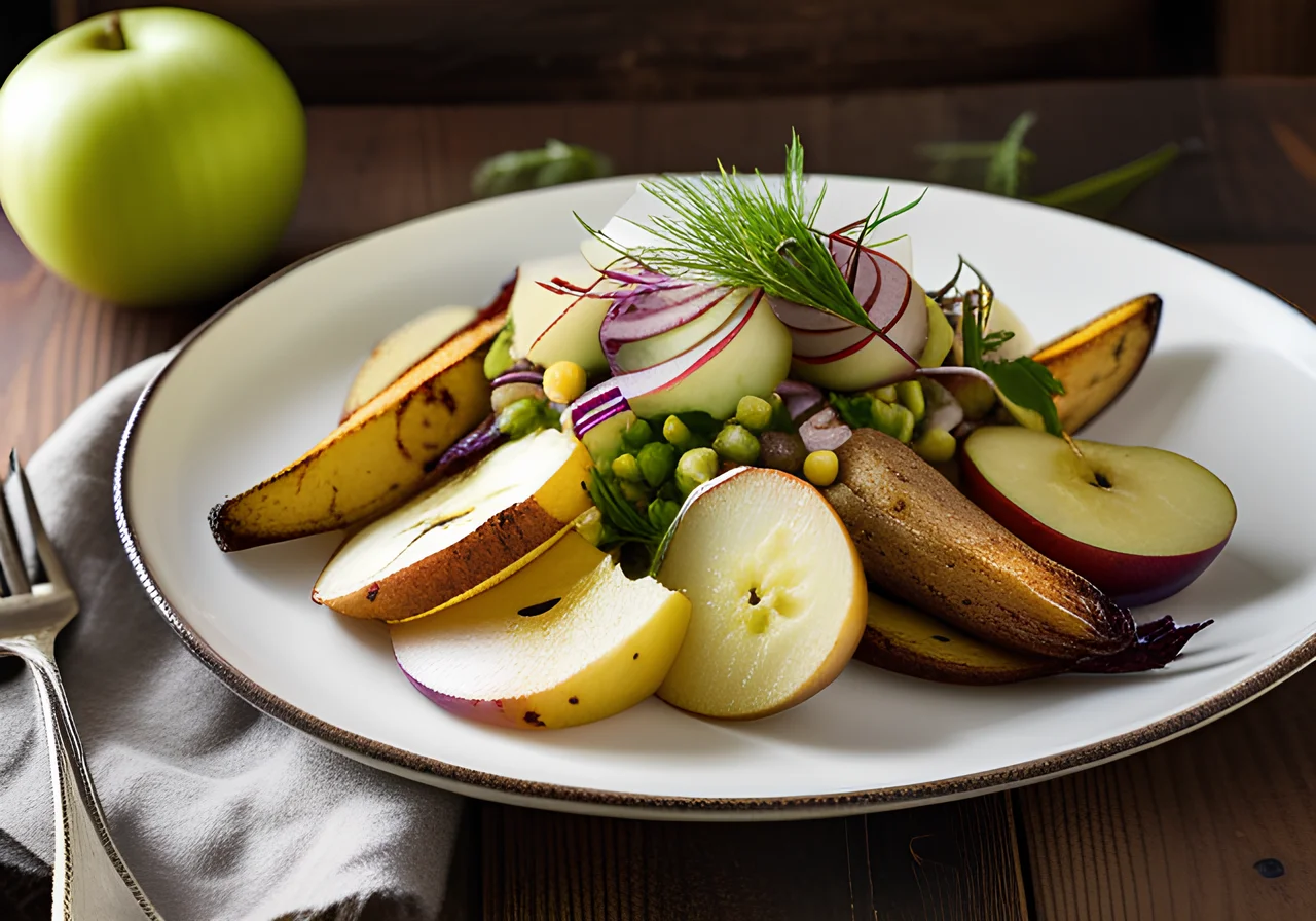 Kohlrabi and Potato Wedges with Corn Salad