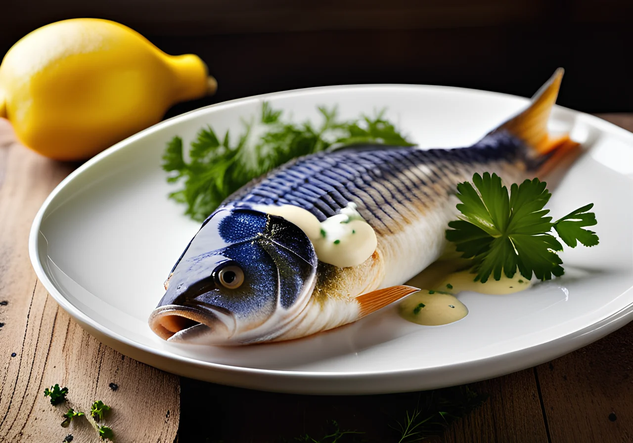 Carp in Blue with Horseradish Cream