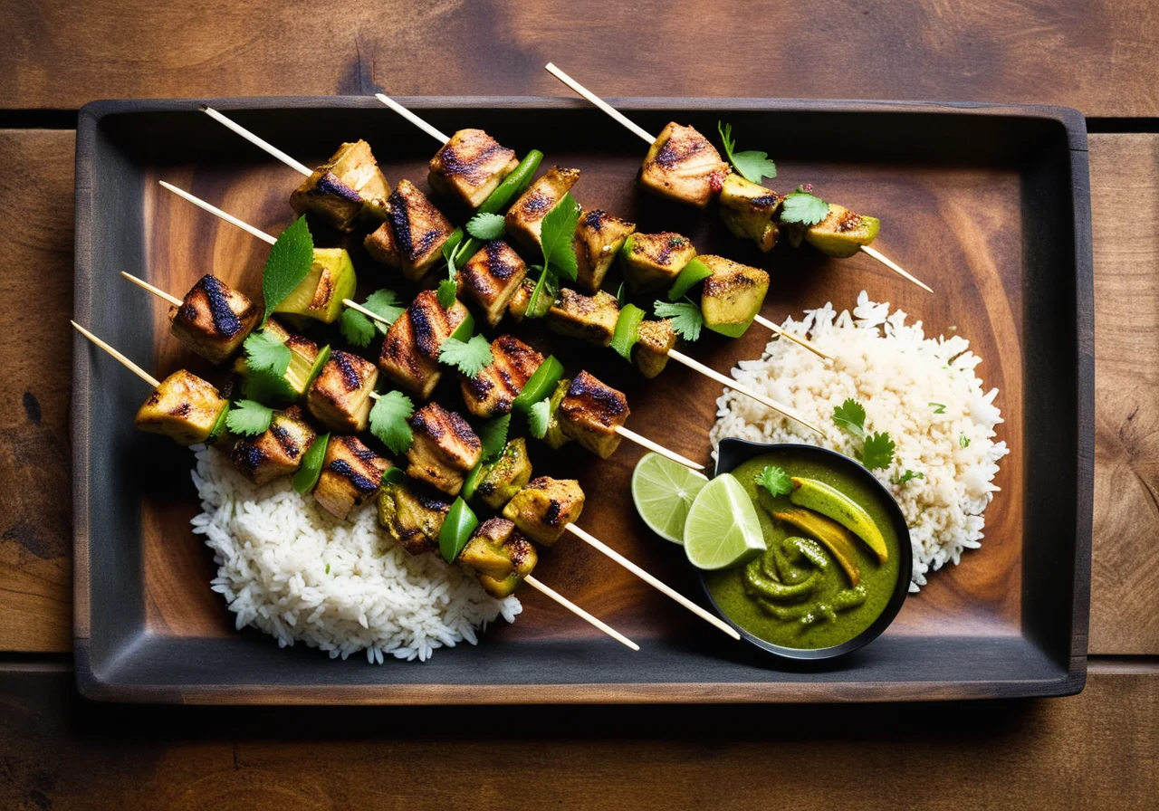 Green Chicken Curry on Skewers
