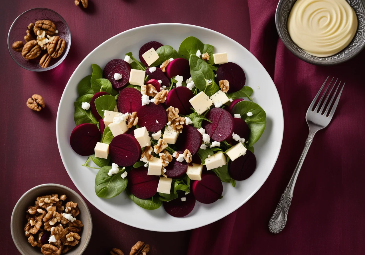 Red Beet Salad with Walnuts and Cheese