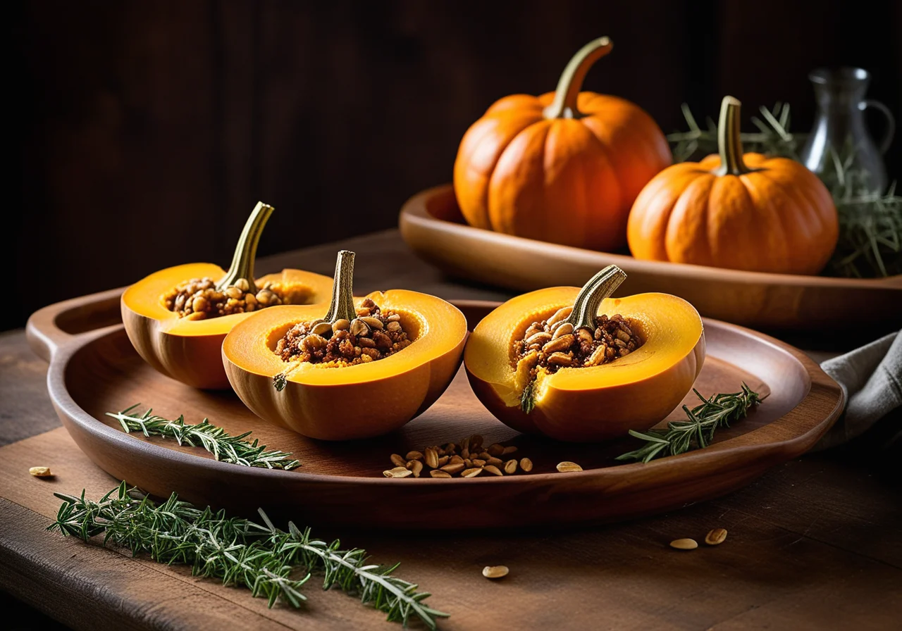 Small Pumpkins Filled with Bread Mixture