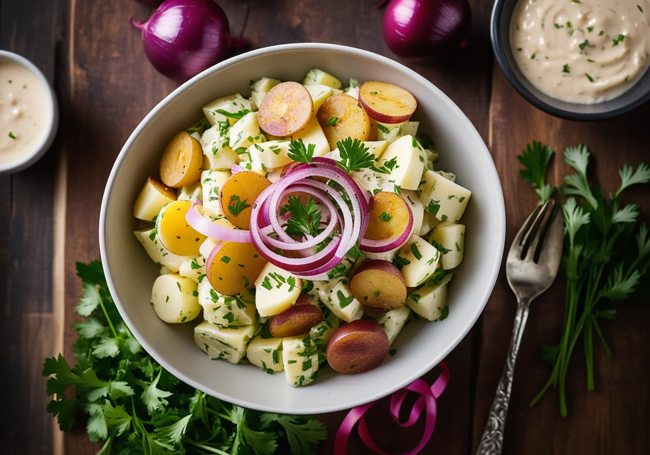 Spicy Potato Salad with Red Onions