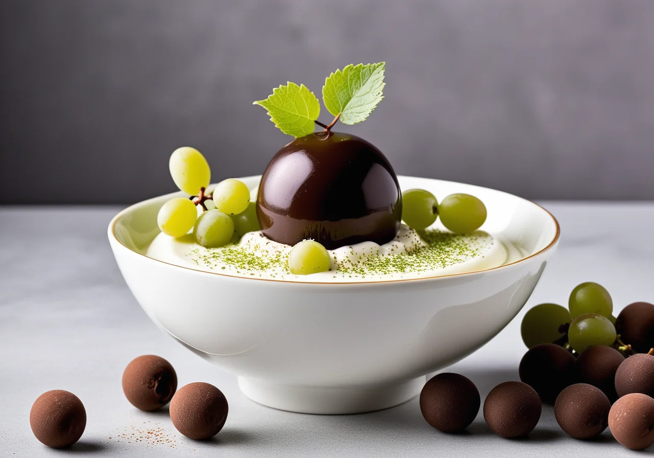 Christmas Wine Foam Truffles with Grapes and Caramel