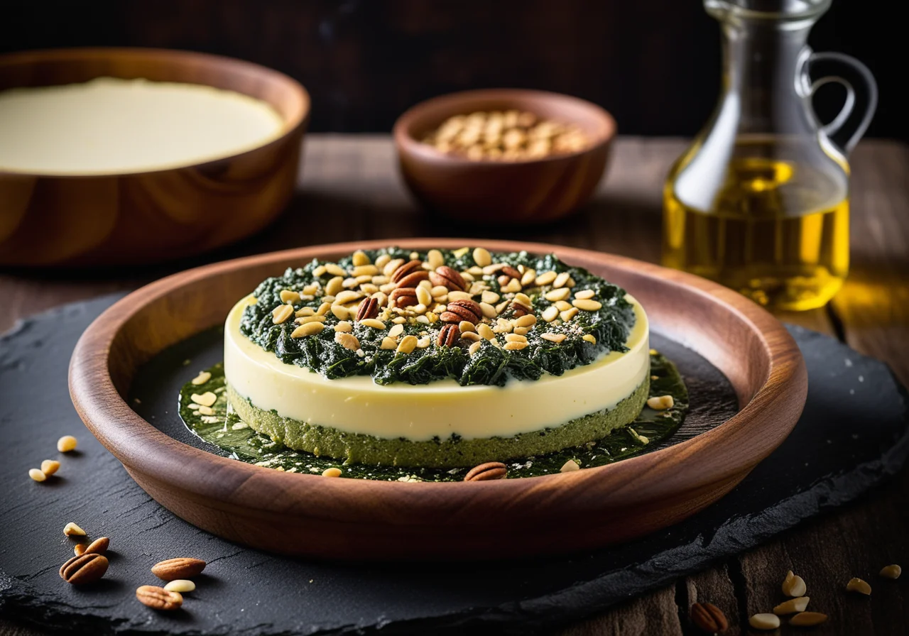 Spinach Flan Filled with Mozzarella