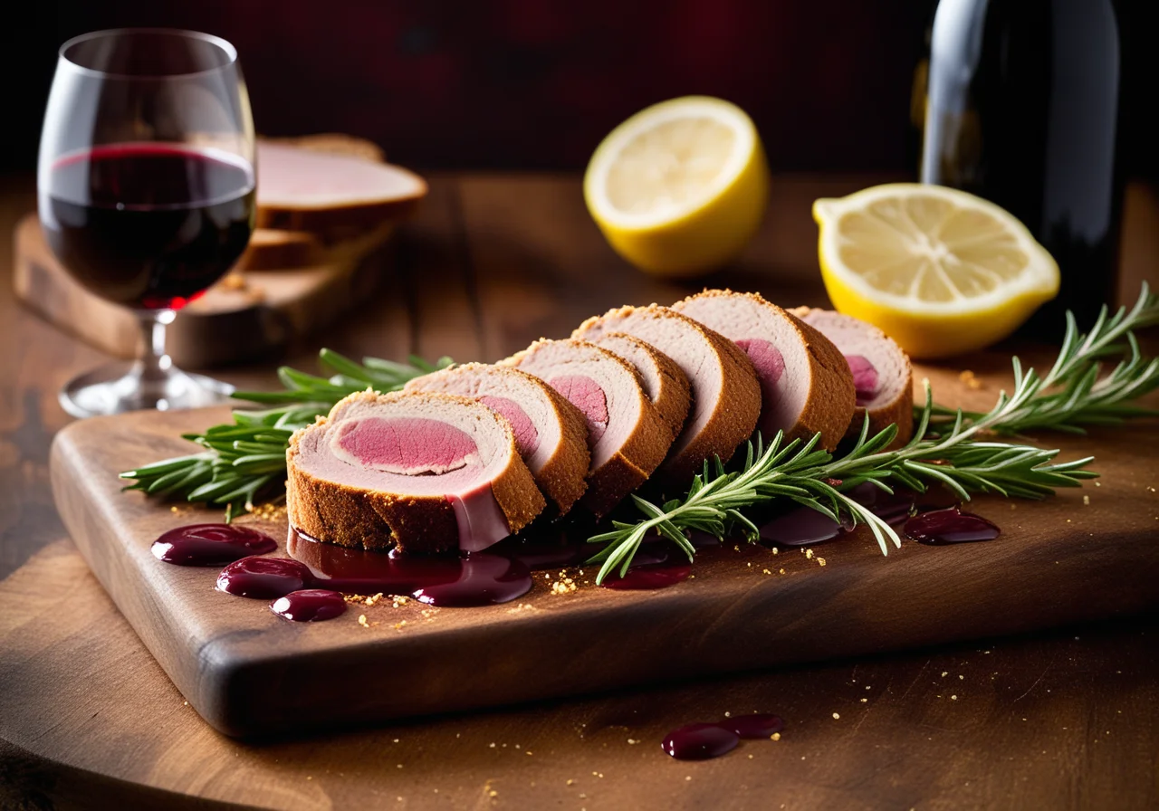 Veal Fillet in Bread Crust with Red Wine Sauce