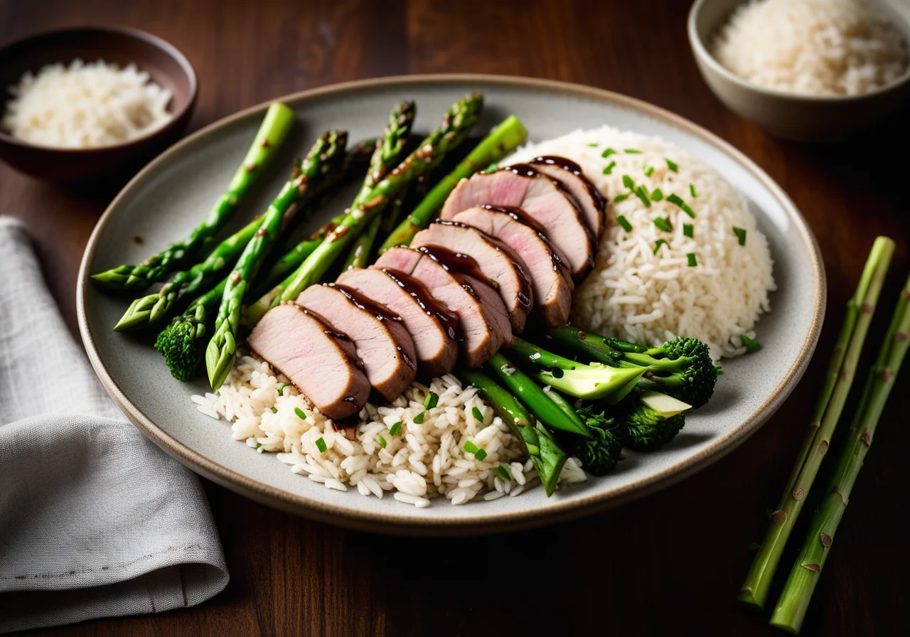 Pork Fillet with Hoisin Sauce and Asparagus Broccoli (Brokkolini)