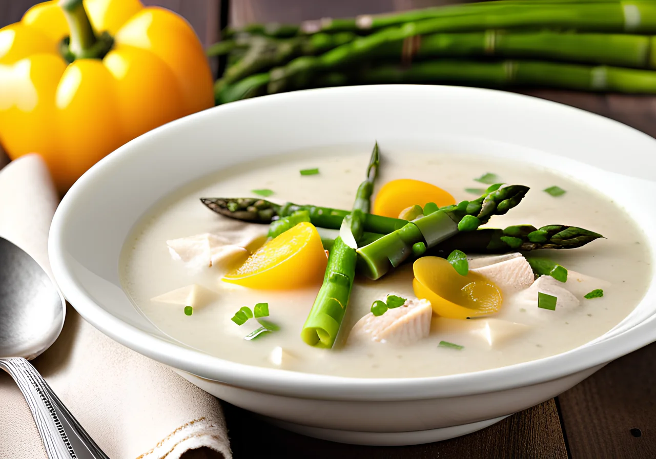Chicken Soup with Asparagus and Leek