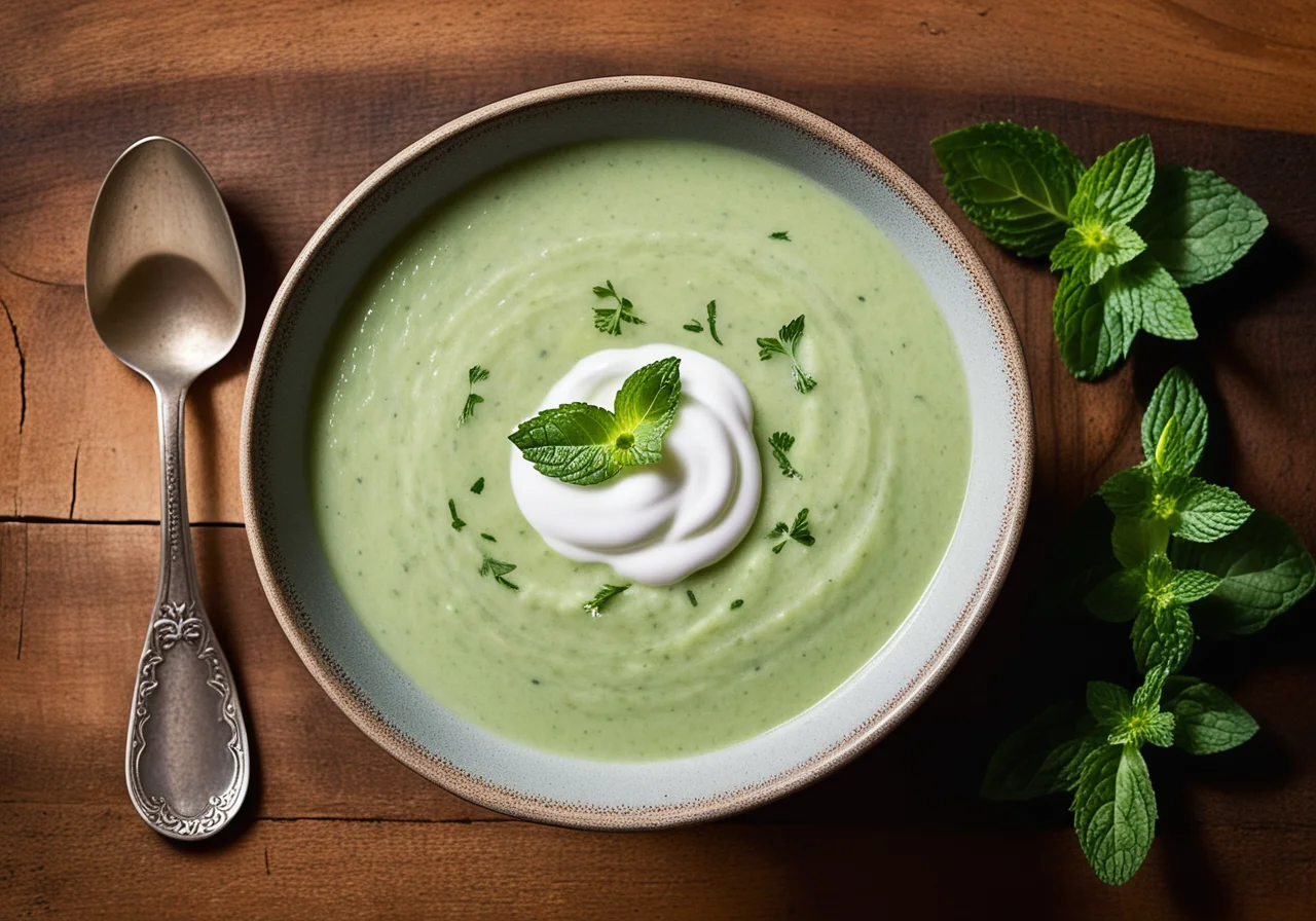 Chlodnik ogorkowo-mietowy (cold cucumber‑mint soup, Poland)