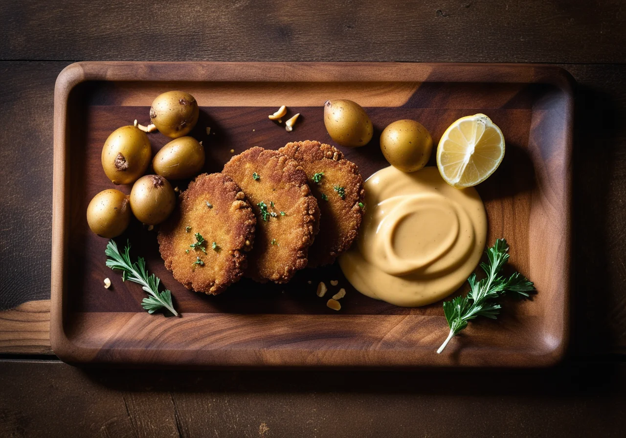 Venison Schnitzel with Hazelnut Spread and Potato–Savoy Cabbage Purée
