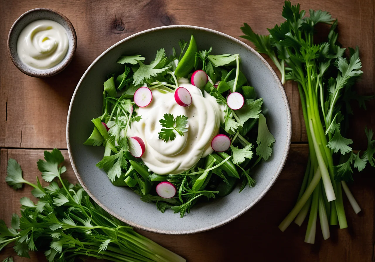 Spring Salad with Radishes and Young Birch Leaves