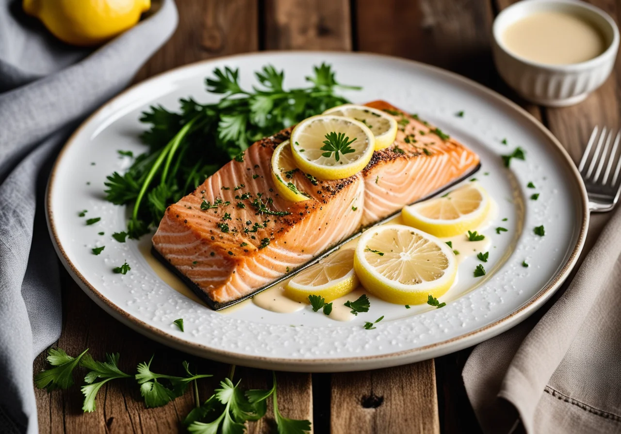 Baked Salmon with Lemon and Cream