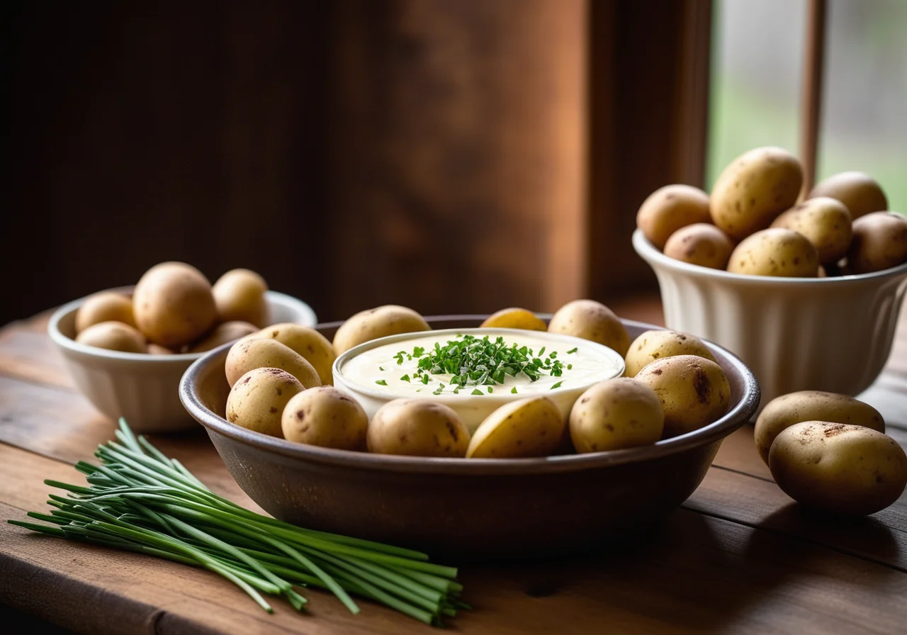 Boiled Potatoes with Quark Dip (Bibeleskäs)
