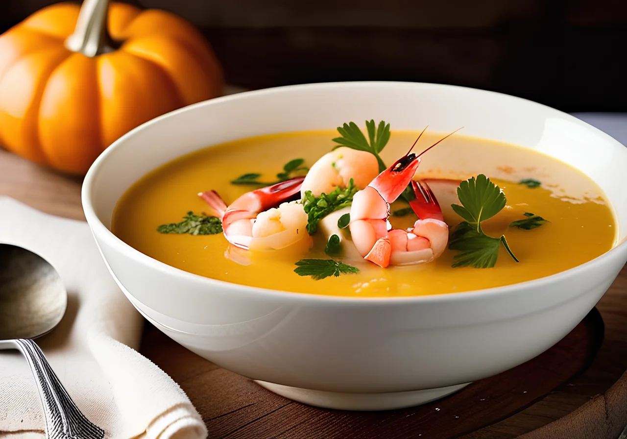 Pumpkin Soup with Shrimp