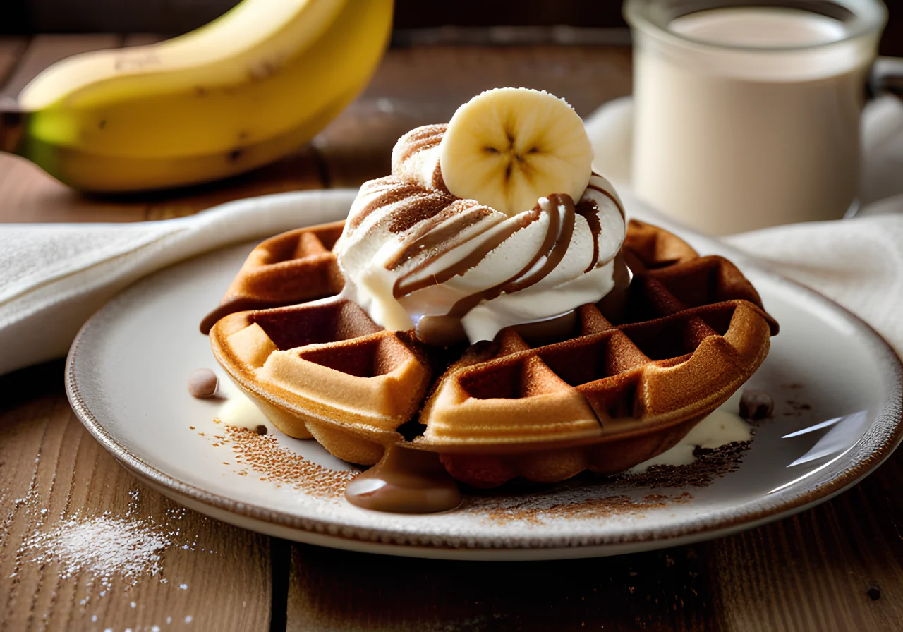 Chocolate Waffles with Banana Yogurt