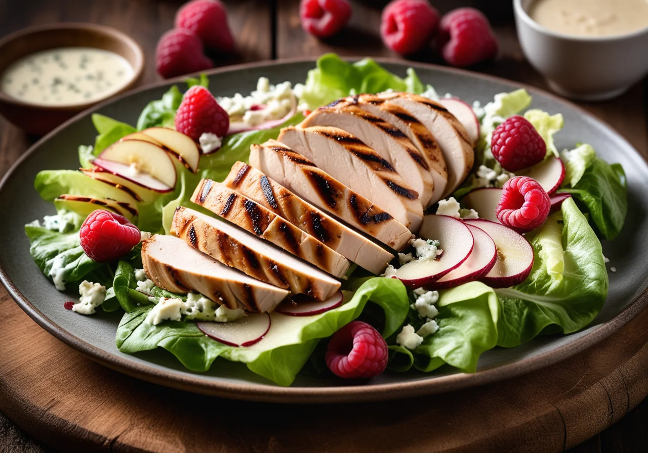 Romaine Salad with Pears, Chicken Breast and Blue Cheese