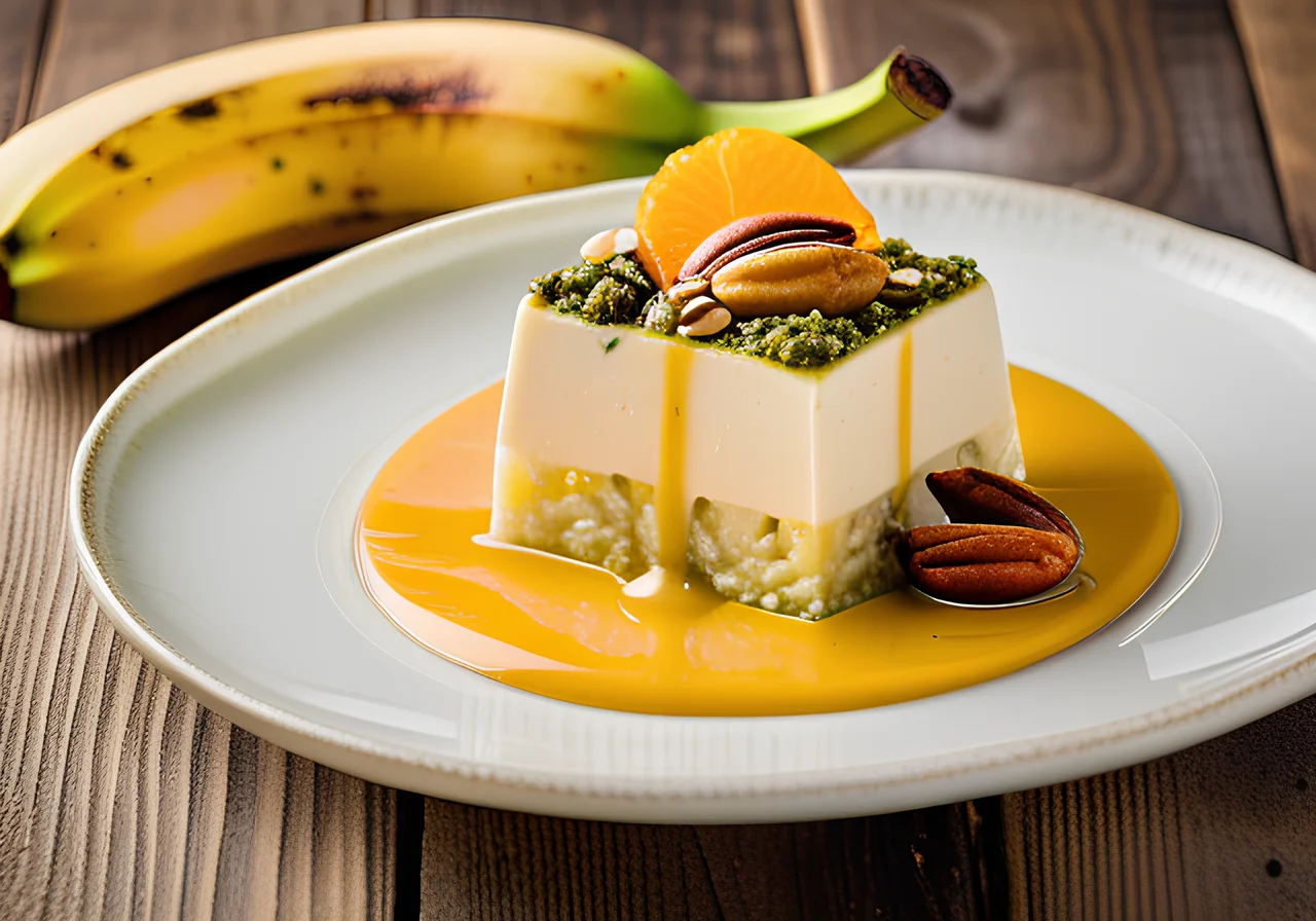 Milk Rice Mousse with Baked Mini Bananas