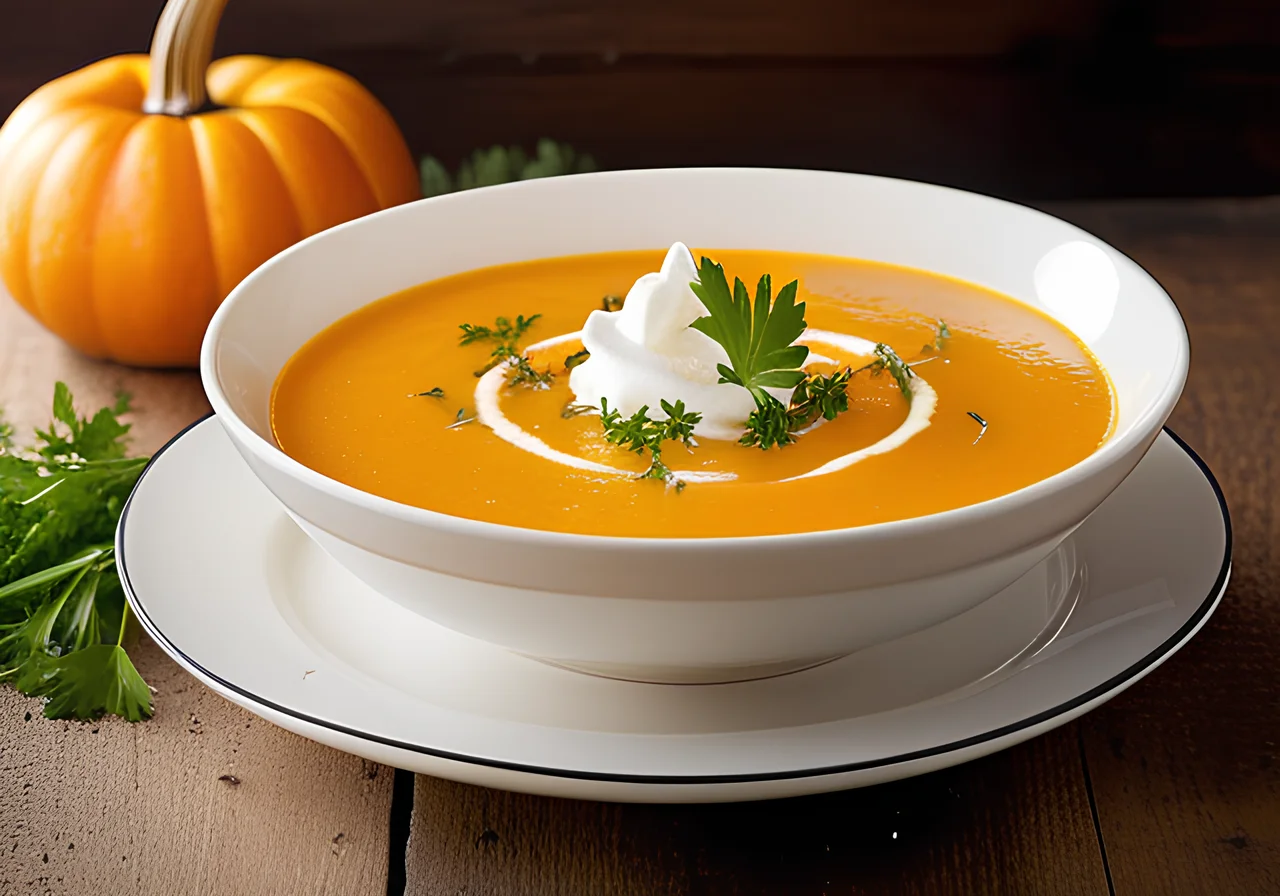 Pumpkin Cream Soup with Apples and Carrots