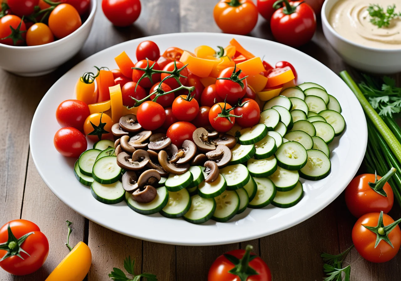 Raw vegetables with cream cheese dip