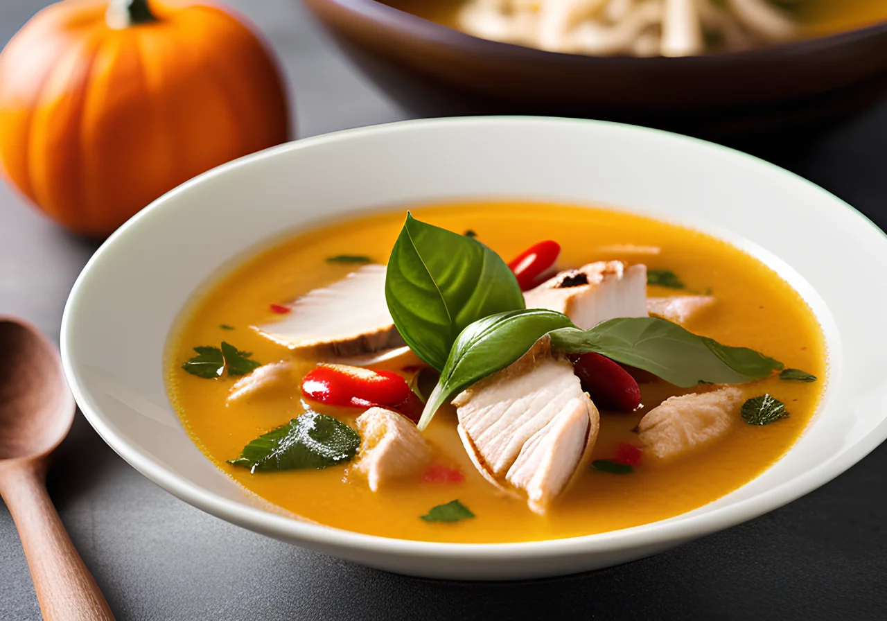 Pumpkin Chicken Soup Thai Style