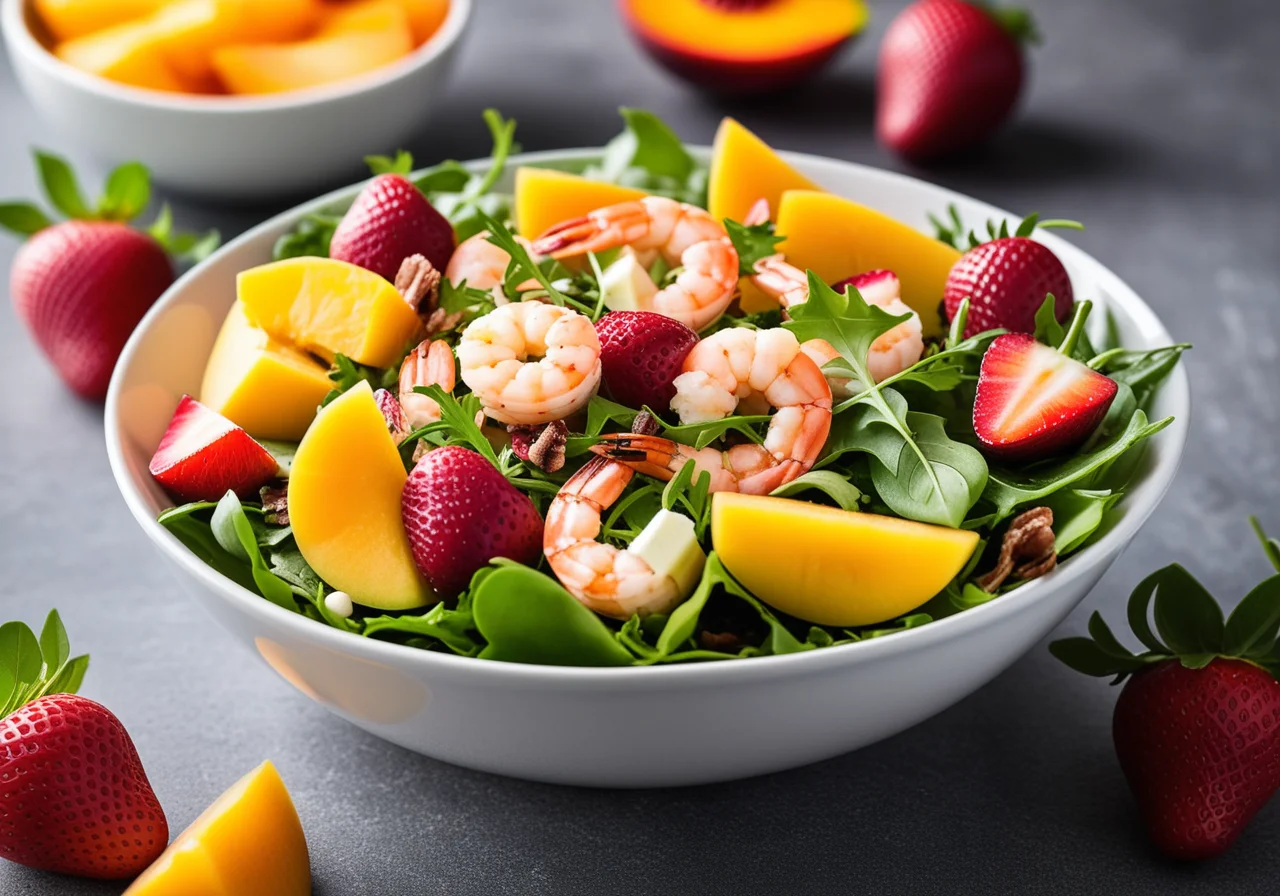 Salad with Fruits and Shimps