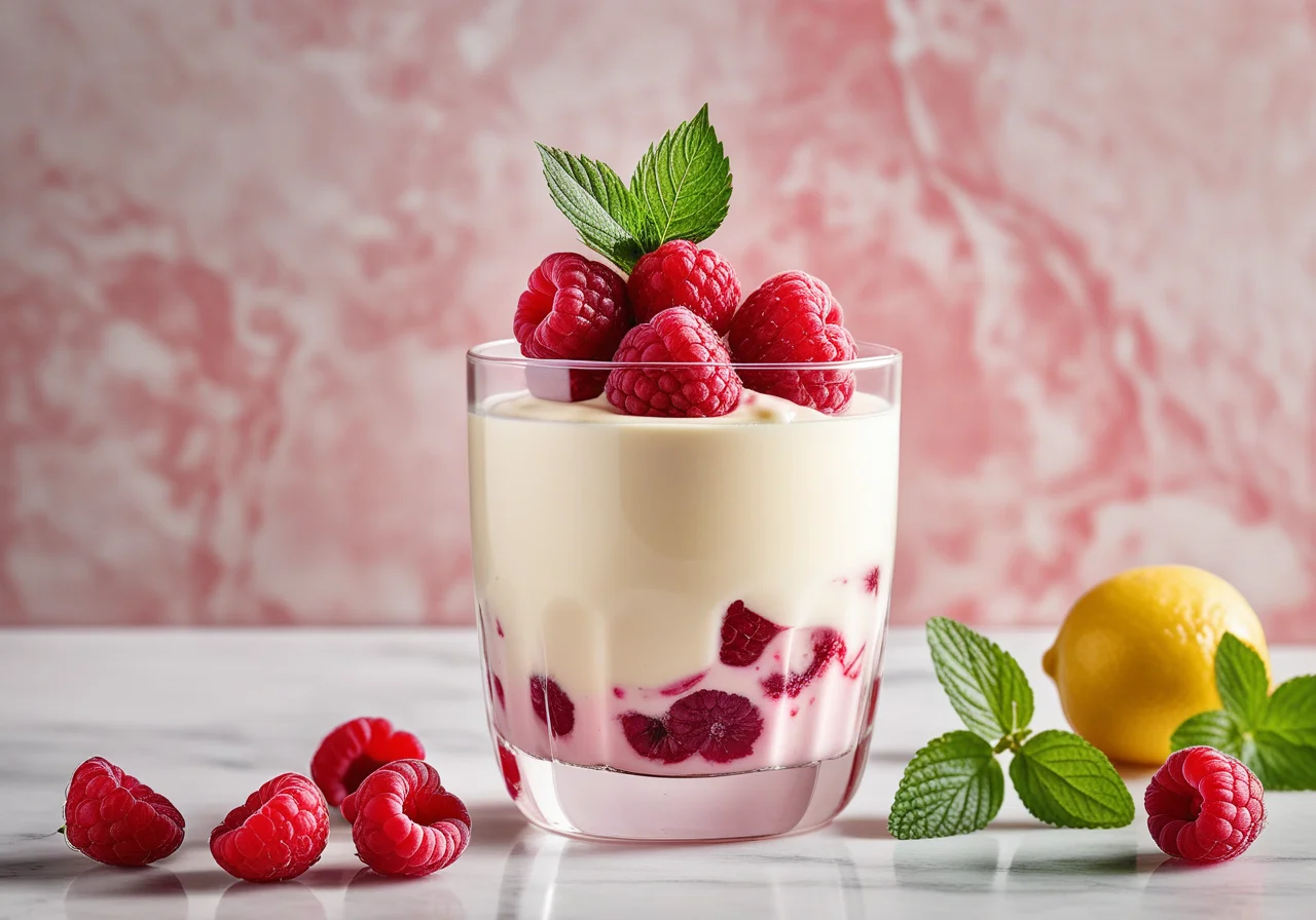 Yogurt Cream with Raspberries