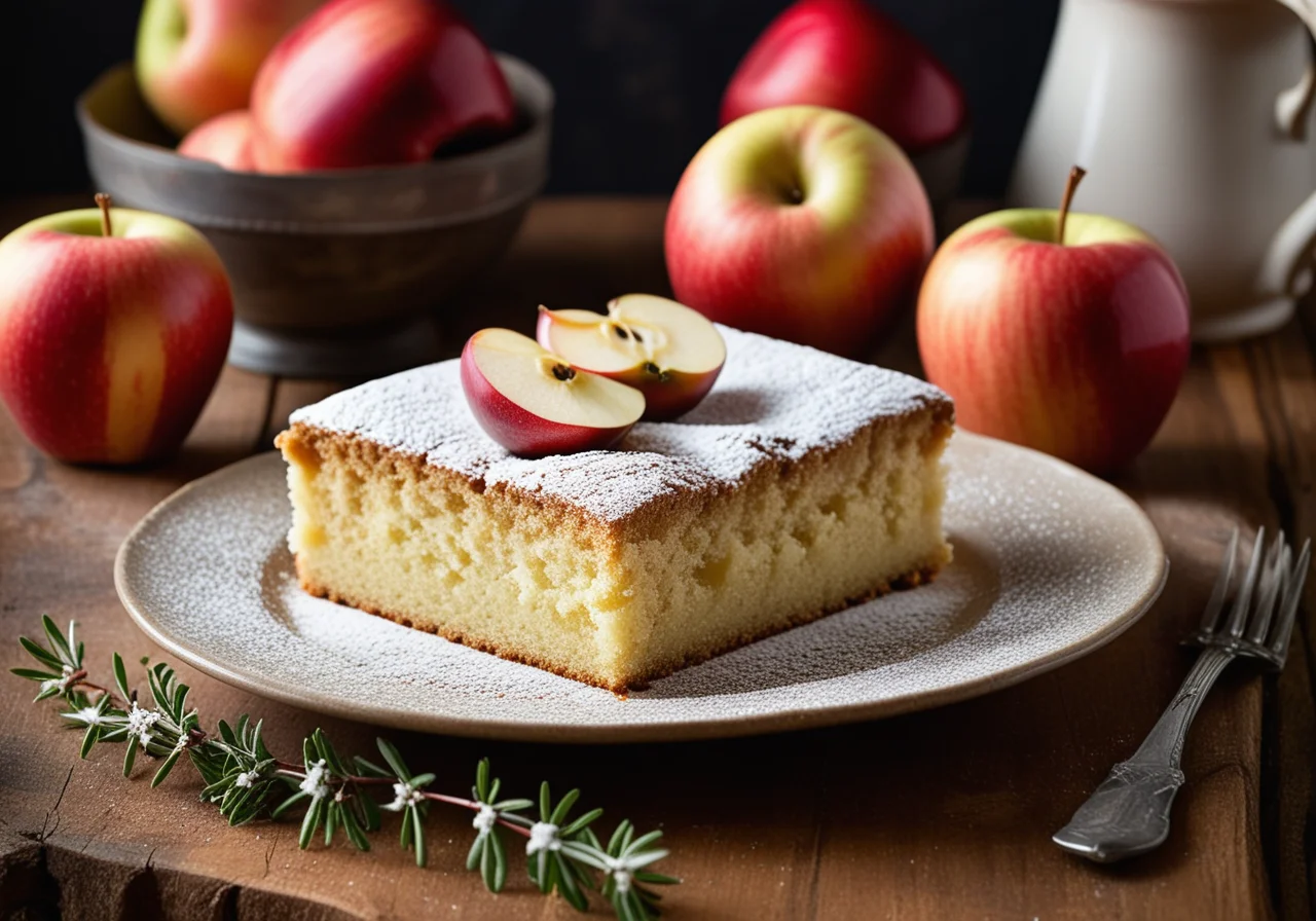 Apple Cake with Powdered Sugar