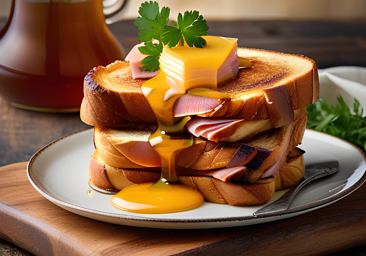 French Toast with Ham and Cheese Filling