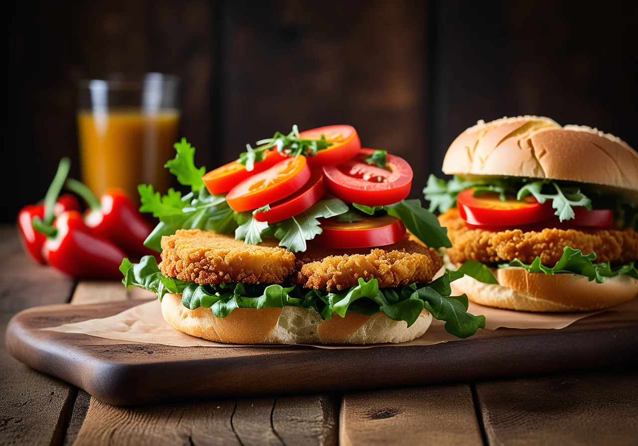 Schnitzelsemmel mit Artichoke and Pepper