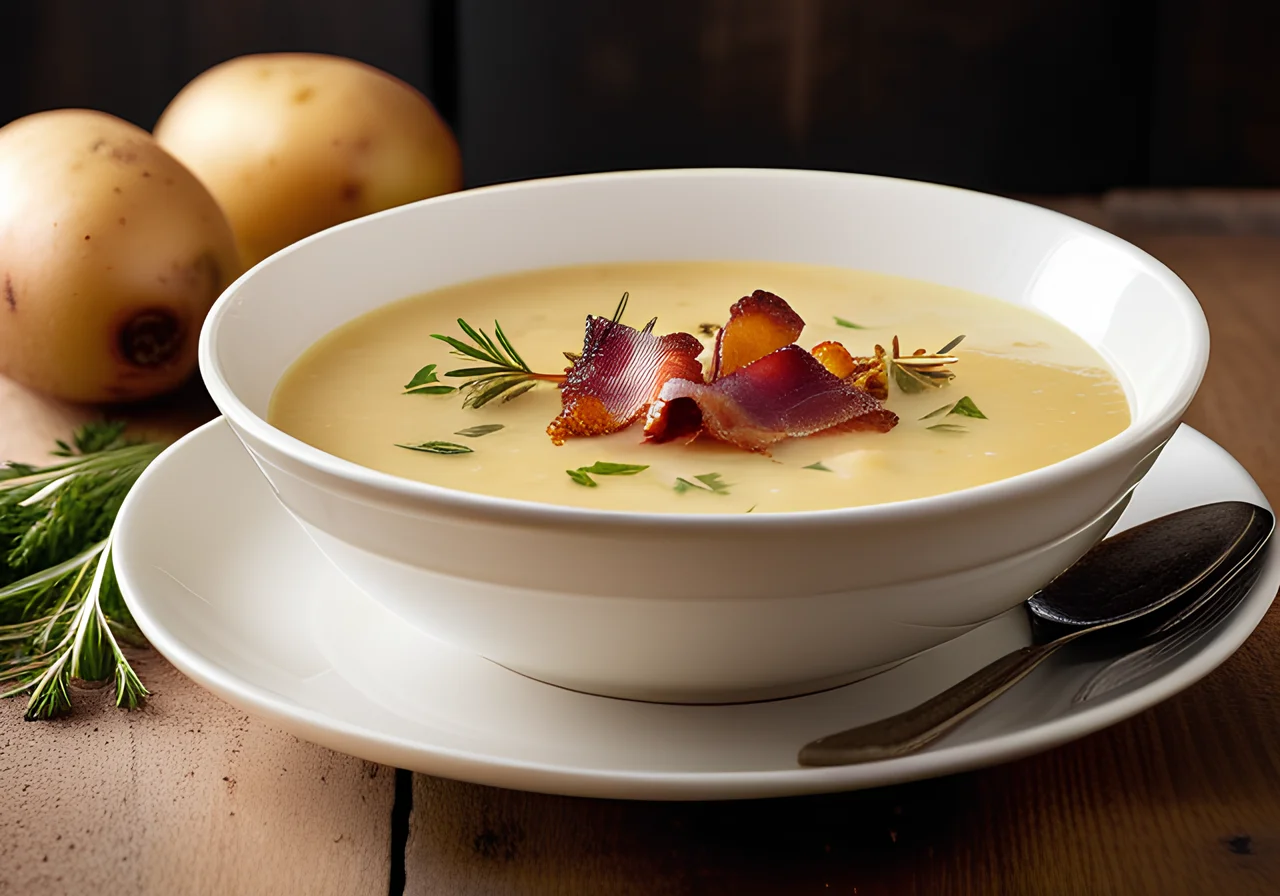 Potato Soup with Onions and Smoked Bacon
