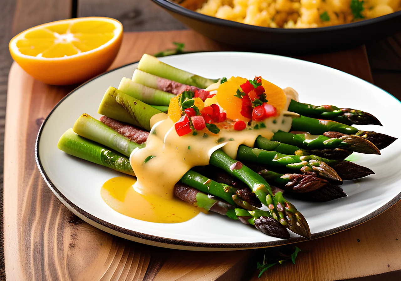 Oven Roasted Asparagus with Sirloin Steak and Salsa