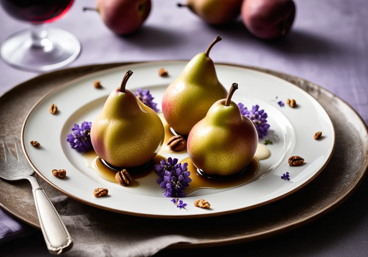 Pears with Roquefort Filling and Walnuts