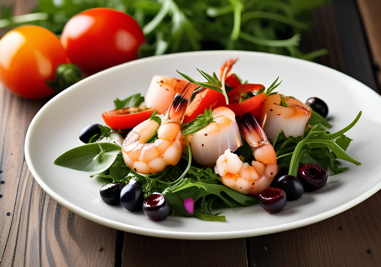 Seafood Skillet with Tomatoes and Arugula