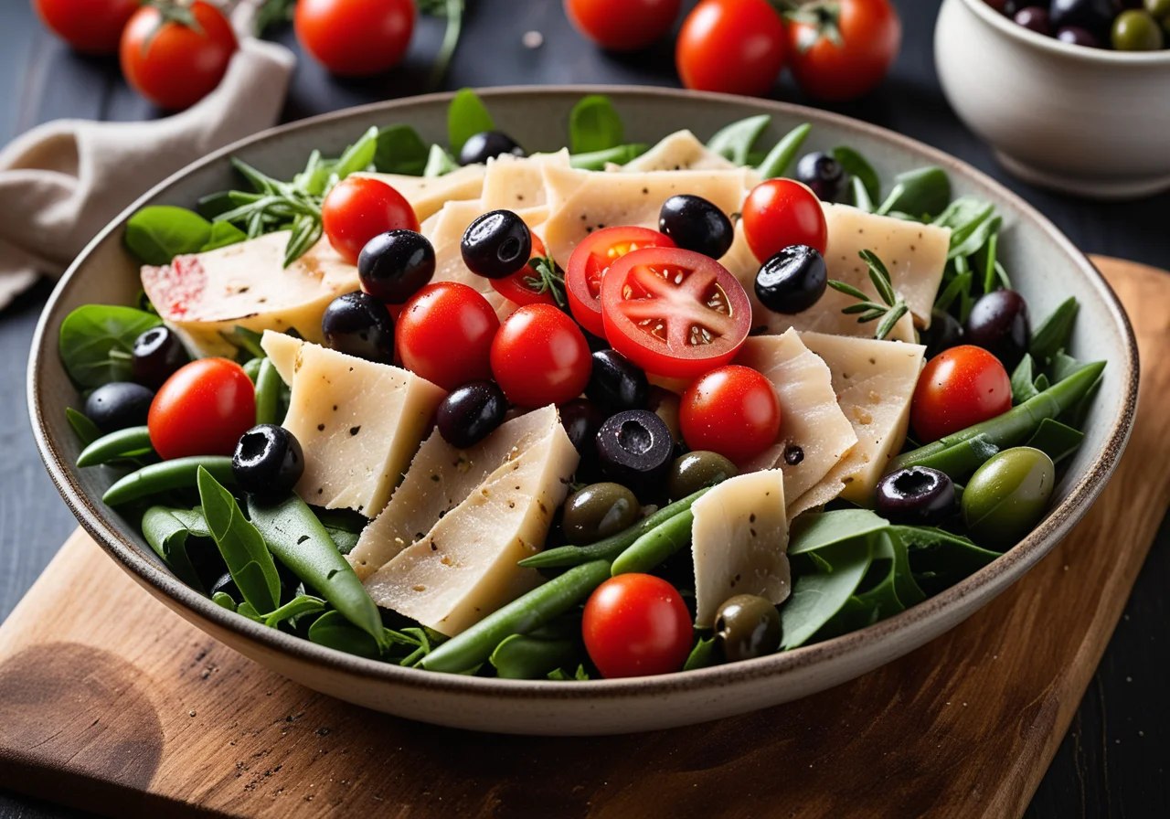 Salad with Stockfish, Tomatoes, Olives and Onions