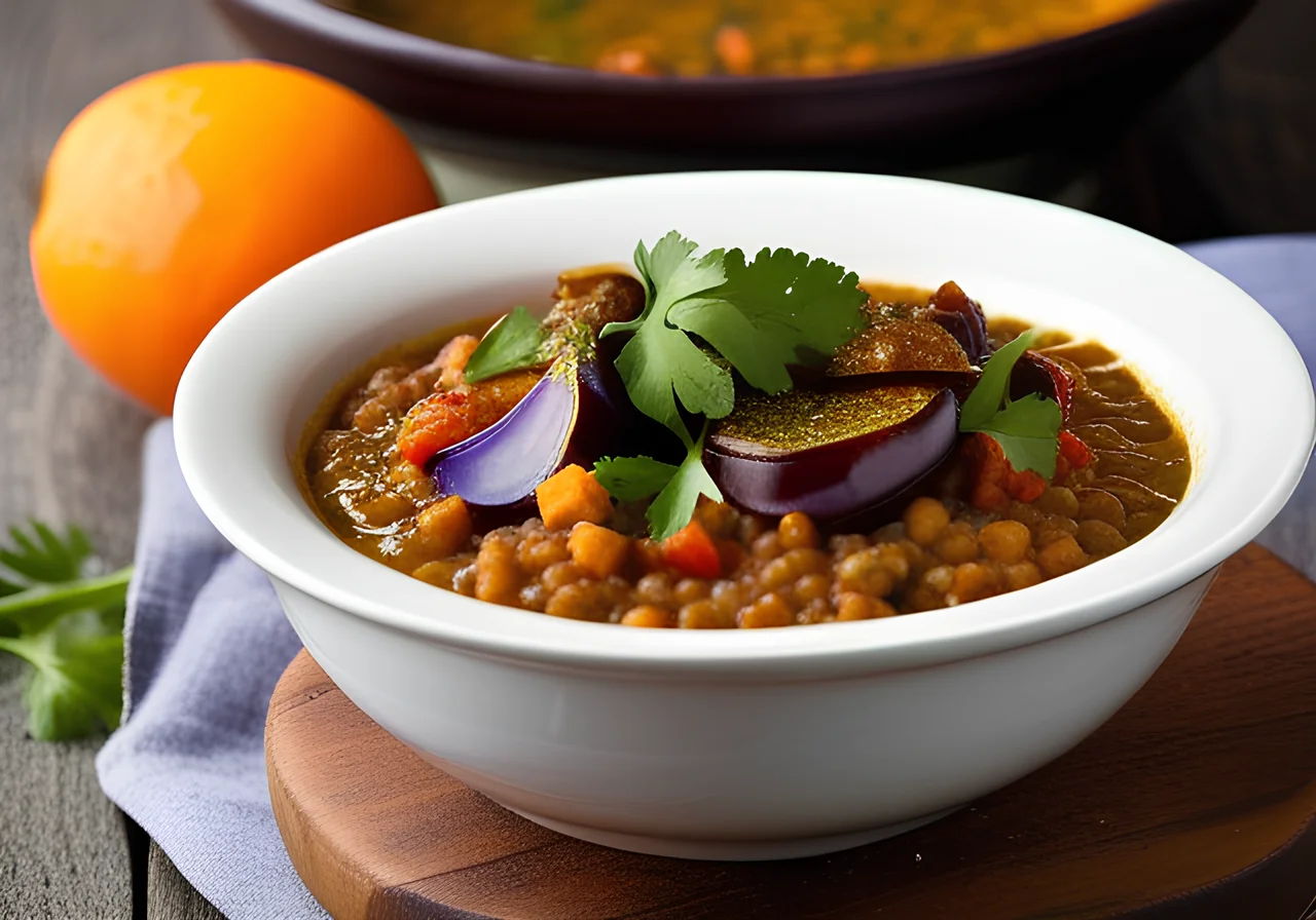 Indian Lentil Stew with Eggplant