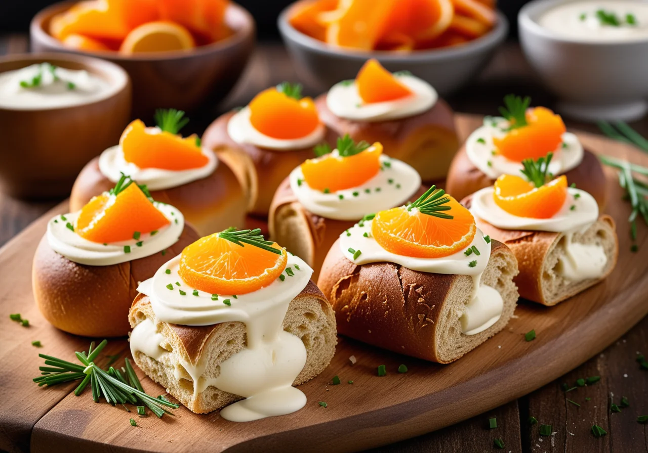 Vollkornbrötchen mit Frischkäse und Möhre